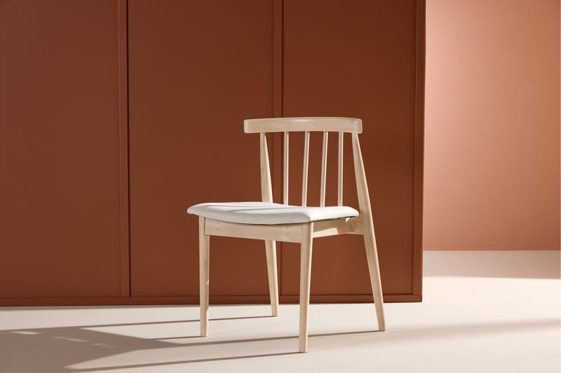 Matstol utan armstöd Peach Flora Dining Chair - Whitewash Legs / Beige Fabric Whitewash - Möbler - Matplats - Matstol & köksstol