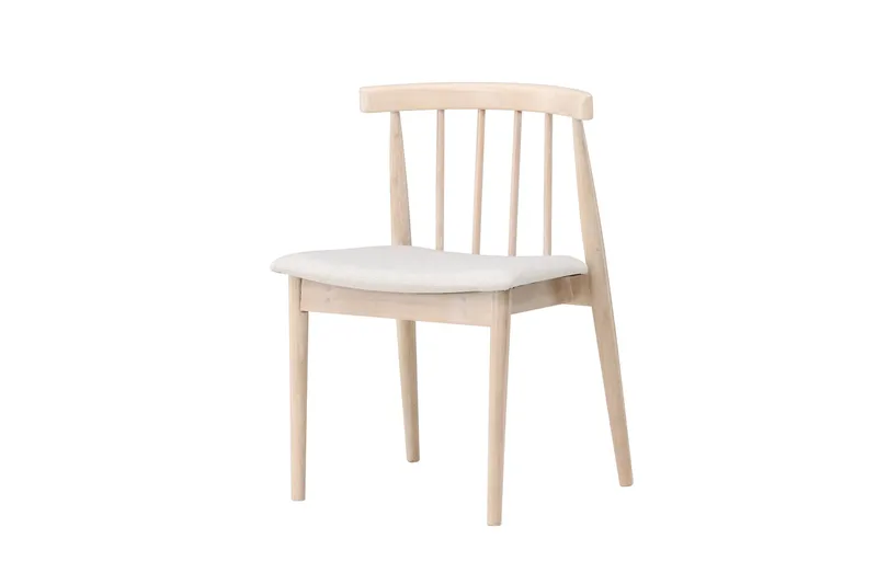 Matstol utan armstöd Peach Flora Dining Chair - Whitewash Legs / Beige Fabric Whitewash - Möbler - Matplats - Matstol & köksstol