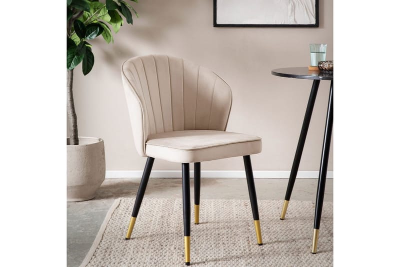 Matstol Wohnling sammet klädd med metallben, modern loftstil Beige - Beige - Möbler - Matplats - Matstol & köksstol