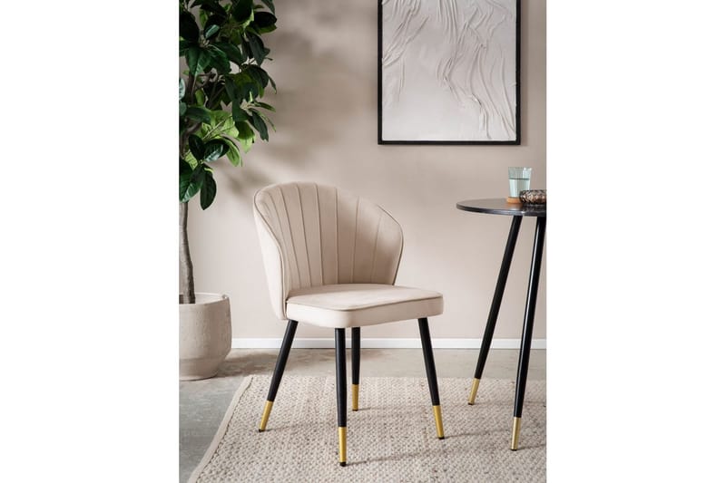 Matstol Wohnling sammet klädd med metallben, modern loftstil Beige - Beige - Möbler - Matplats - Matstol & köksstol