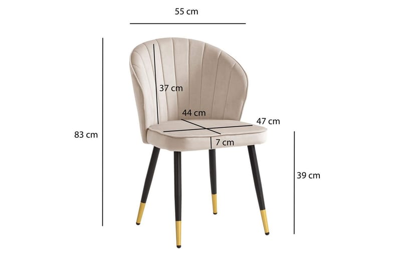 Matstol Wohnling sammet klädd med metallben, modern loftstil Beige - Beige - Möbler - Matplats - Matstol & köksstol