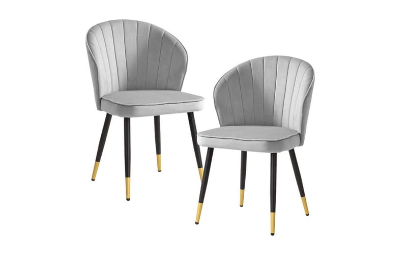 Matstol Wohnling sammet klädd med metallben, modern loftstil Grå - Grå - Möbler - Matplats - Matstol & köksstol
