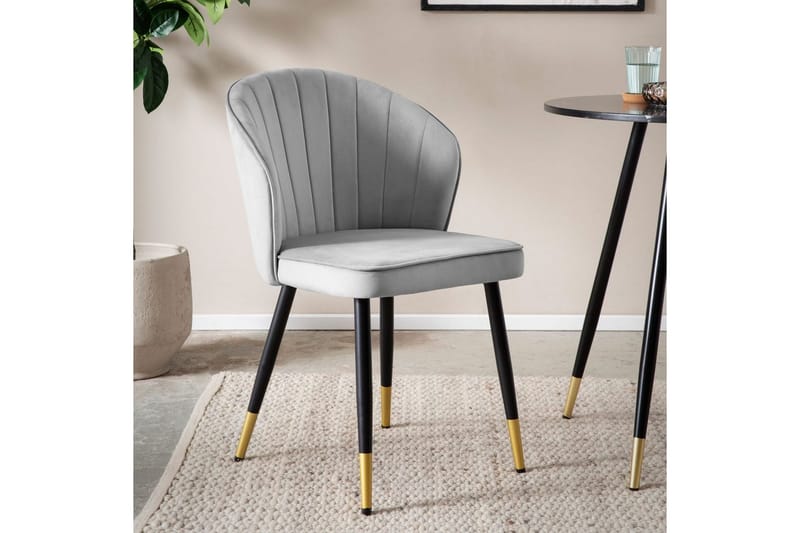 Matstol Wohnling sammet klädd med metallben, modern loftstil Grå - Grå - Möbler - Matplats - Matstol & köksstol