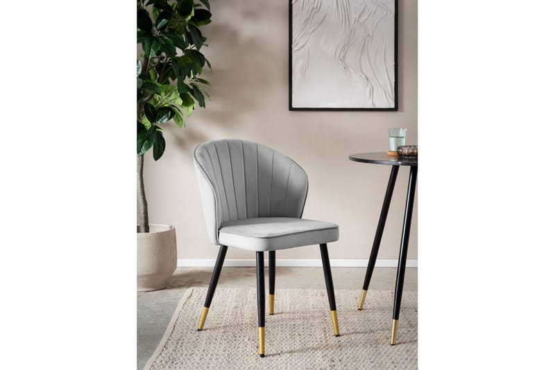 Matstol Wohnling sammet klädd med metallben, modern loftstil Grå - Grå - Möbler - Matplats - Matstol & köksstol