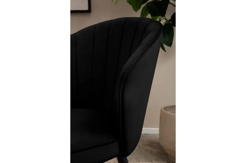 Matstol Wohnling sammet klädd med metallben, modern loftstil Svart - Svart - Möbler - Matplats - Matstol & köksstol