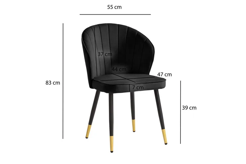 Matstol Wohnling sammet klädd med metallben, modern loftstil Svart - Svart - Möbler - Matplats - Matstol & köksstol