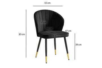 Matstol Wohnling sammet klädd med metallben, modern loftstil Svart - Svart - Möbler - Matplats - Matstol & köksstol
