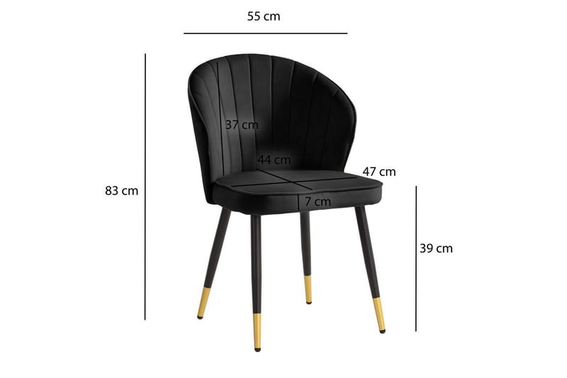 Matstol Wohnling sammet klädd med metallben, modern loftstil Svart - Svart - Möbler - Matplats - Matstol & köksstol