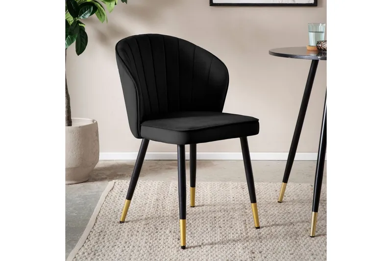 Matstol Wohnling sammet klädd med metallben, modern loftstil Svart - Svart - Möbler - Matplats - Matstol & köksstol