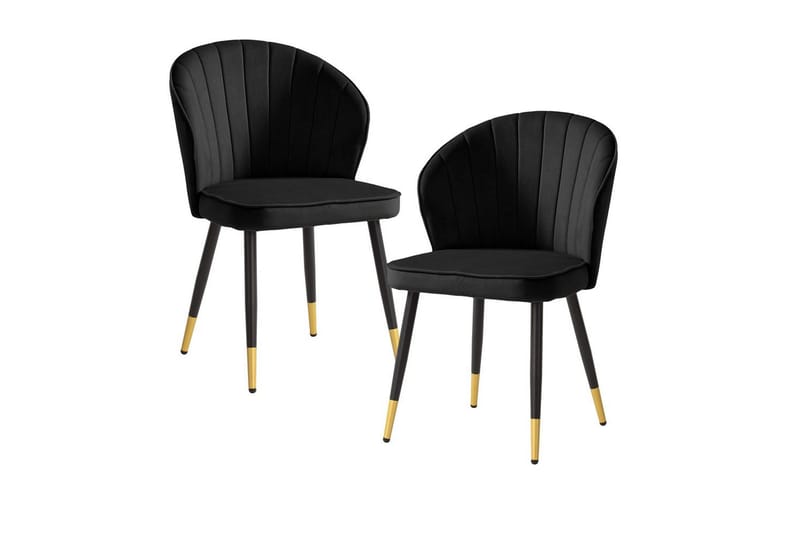 Matstol Wohnling sammet klädd med metallben, modern loftstil Svart - Svart - Möbler - Matplats - Matstol & köksstol