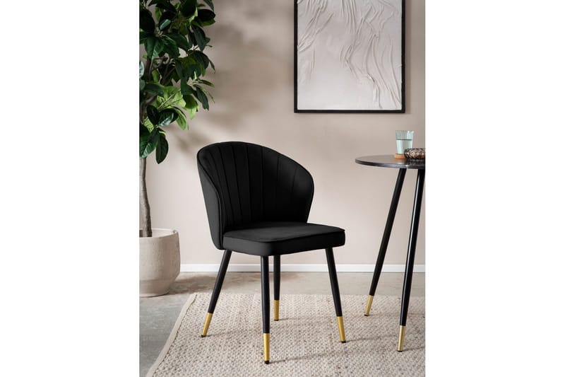Matstol Wohnling sammet klädd med metallben, modern loftstil Svart - Svart - Möbler - Matplats - Matstol & köksstol