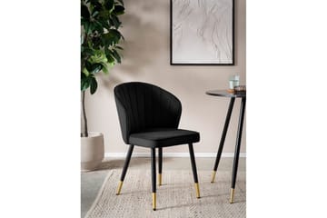 Matstol Wohnling sammet klädd med metallben, modern loftstil Svart - Svart - Möbler - Matplats - Matstol & köksstol