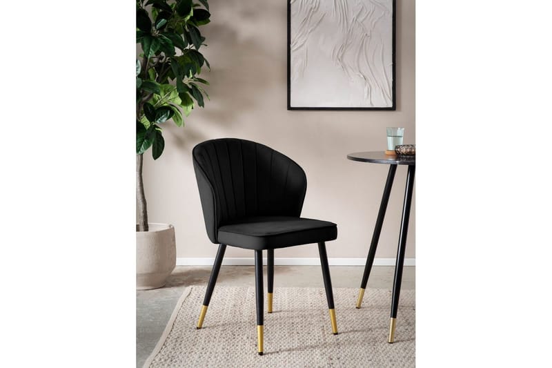 Matstol Wohnling sammet klädd med metallben, modern loftstil Svart - Svart - Möbler - Matplats - Matstol & köksstol