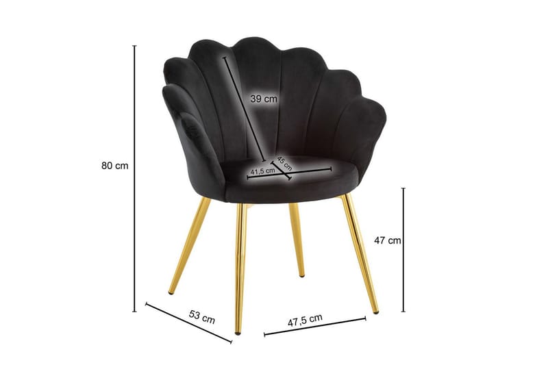 Matstol Wohnling tulpan sammet klädd, modern loftstil Svart - Svart - Möbler - Matplats - Matgrupp & matbord med stolar