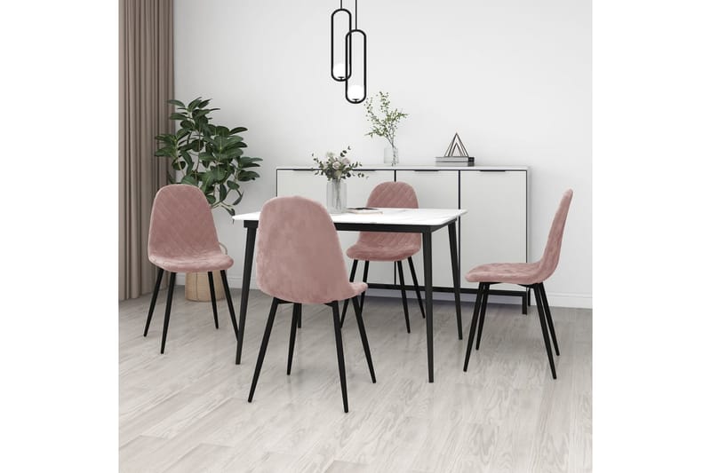 Matstolar 4 st rosa sammet - Rosa - Möbler - Matplats - Matstol & köksstol