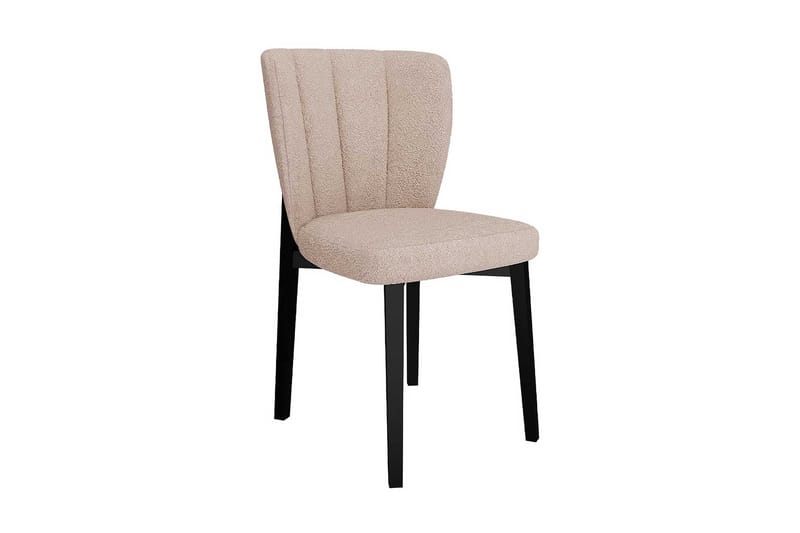 Aldbrough Matstol i Bouclé med Träben, Ljusbeige
