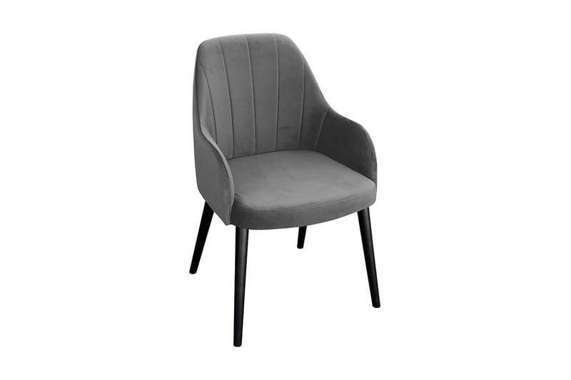 Aldbrough Matstol i Sammet med Träben, Grå