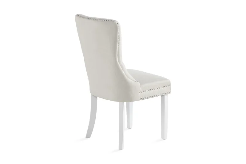 Bergviken Matstol & Köksstol i Tyg med Vita Träben - Beige - Möbler - Matplats - Matstol & köksstol