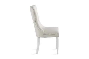 Bergviken Matstol & Köksstol i Tyg med Vita Träben - Beige - Möbler - Matplats - Matstol & köksstol