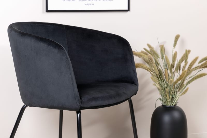 Berit Karmstol med Armstöd - Sammet/Svart - Möbler - Matplats - Matstol & köksstol