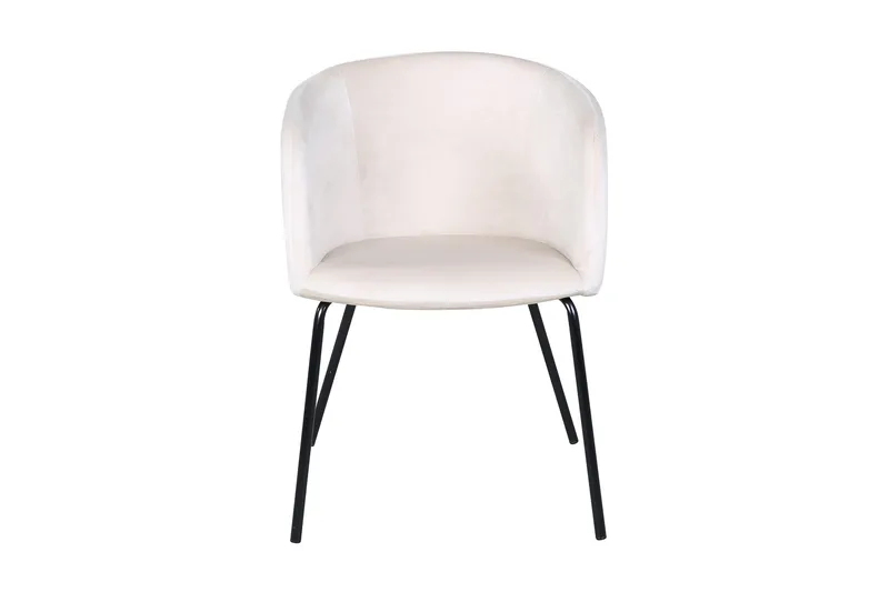 Berit Karmstol Sammet med Armstöd - Vit med svarta ben - Möbler - Matplats - Matstol & köksstol