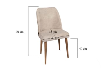 Berriaren Matstol i Sammet med Träben - Ljusbeige - Möbler - Matplats - Matstol & köksstol