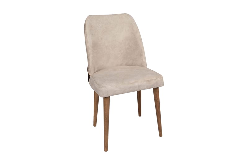 Berriaren Matstol i Sammet med Träben, Ljusbeige