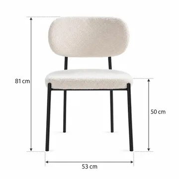 Gemmiano Matstol & Köksstol i Bouclé Teddy med Svarta Metallben - Vit - Möbler - Matplats - Matstol & köksstol