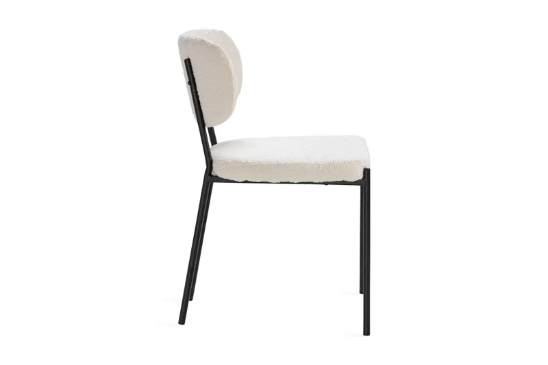 Gemmiano Stol Teddy - Vit matstol/köksstol i Boucle/Teddy med svarta metallben - Vit Teddy / Svarta ben - Möbler - Matplats - Matstol & köksstol