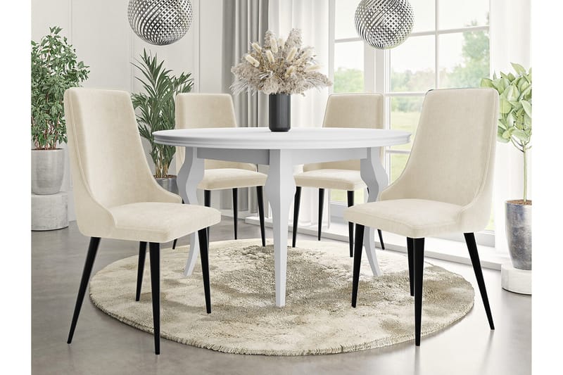 Glenarm Matstol i Sammet med Metallfinish - Krämvit - Möbler - Matplats - Matstol & köksstol