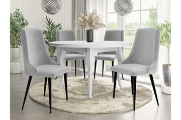 Glenarm Matstol i Sammet med Metallfinish - Ljusgrå - Möbler - Matplats - Matstol & köksstol