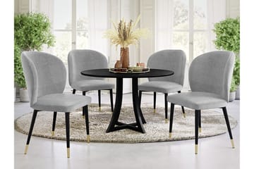 Glenarm Matstol i Sammet med Metallfinish - Ljusgrå - Möbler - Matplats - Matstol & köksstol