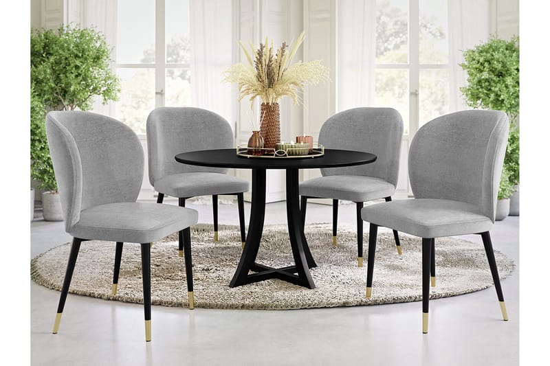 Glenarm Matstol i Sammet med Metallfinish - Ljusgrå - Möbler - Matplats - Matstol & köksstol