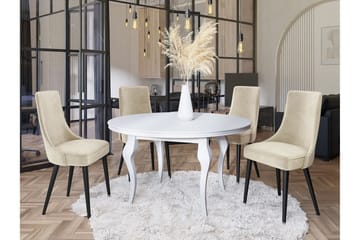 Glenarm Matstol i Tyg med Träben - Beige|Svart - Möbler - Matplats - Matstol & köksstol