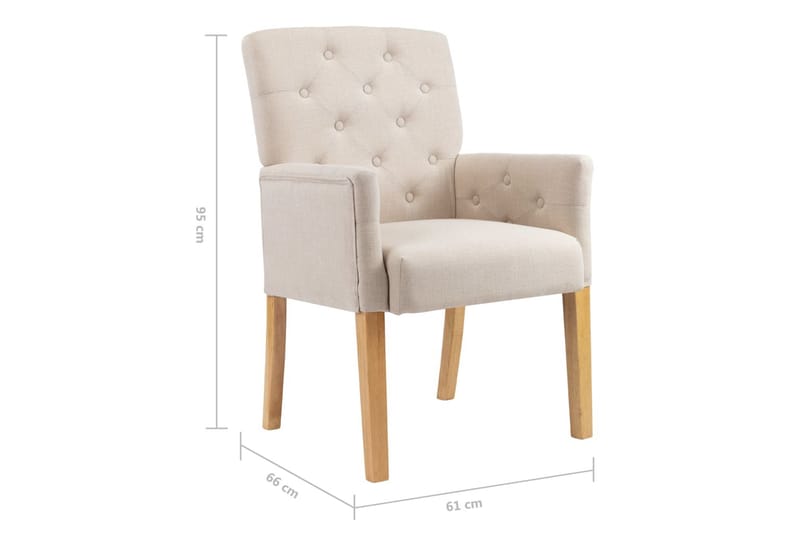 Matstol med armstöd beige tyg - Beige - Möbler - Matplats - Matstol & köksstol