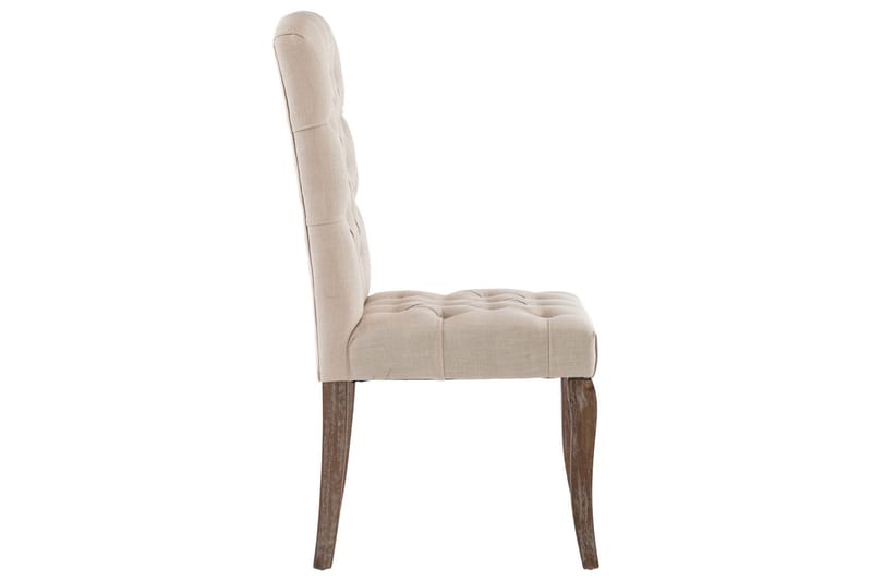 Matstolar 2 st beige linnedesign tyg - Beige - Möbler - Matplats - Matstol & köksstol