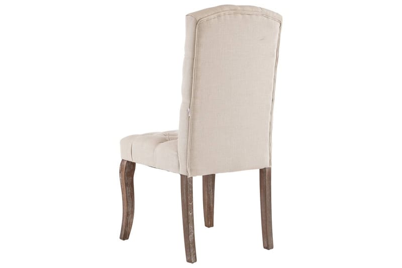 Matstolar 2 st beige linnedesign tyg - Beige - Möbler - Matplats - Matstol & köksstol