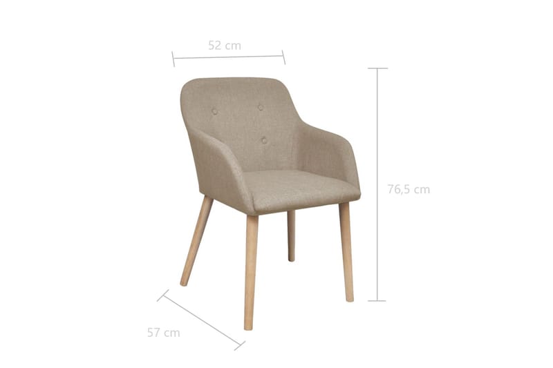 Matstolar 2 st beige tyg och massiv ek - Beige - Möbler - Matplats - Matstol & köksstol