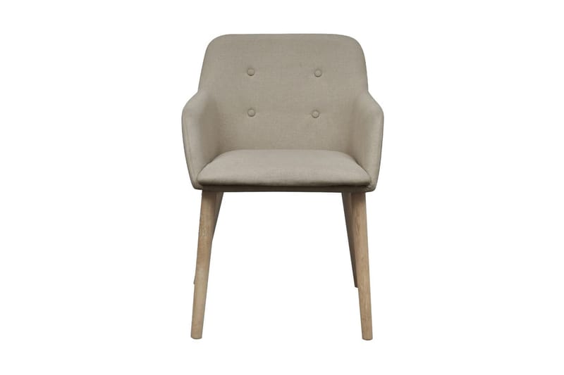 Matstolar 2 st beige tyg och massiv ek - Beige - Möbler - Matplats - Matstol & köksstol