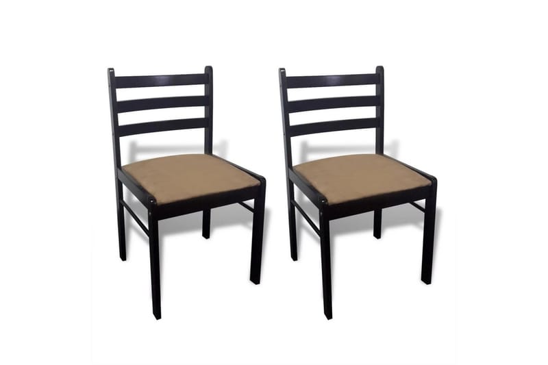 Matstolar 2 st brun massivt gummiträ och sammet - Brun - Möbler - Matplats - Matstol & köksstol