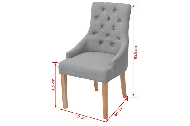 Matstolar 2 st ljusgrå tyg - Grå - Matstol & köksstol