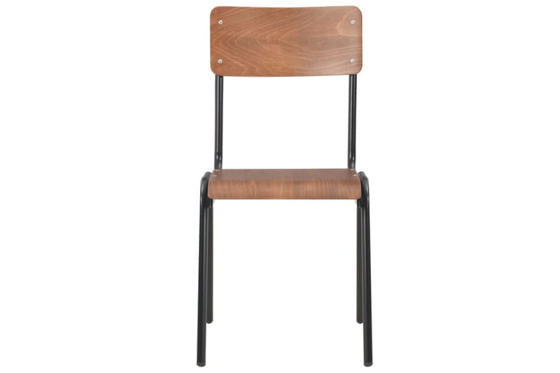 Matstolar 4 st massiv plywood stål brun - Brun - Möbler - Matplats - Matstol & köksstol