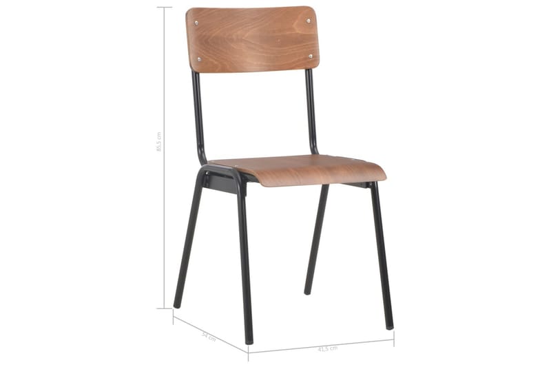 Matstolar 4 st massiv plywood stål brun - Brun - Möbler - Matplats - Matstol & köksstol