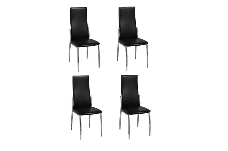 Matstolar 4 st svart konstläder - Svart - Matstol & köksstol