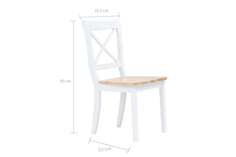 Matstolar 4 st vit och ljust massivt gummiträ - Vit - Möbler - Matplats - Matstol & köksstol
