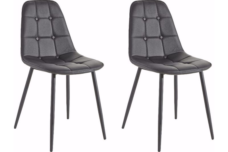 Mireio Kjøkkenstol Konstläder 2-pack, Svart/Metall