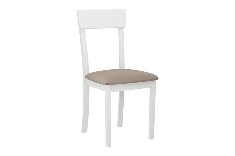 Patrickswell Matstol i Trä med Bred Ryggslå och Klädd Sits, Vit|Beige