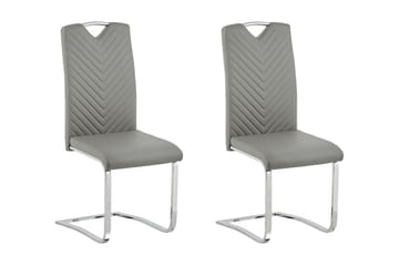 Picknes Matstol i Konstläder med Metallstativ i Krom - Grå - Möbler - Matplats - Matstol & köksstol