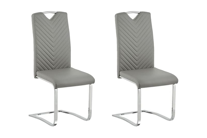 Picknes Matstol i Konstläder med Metallstativ i Krom - Grå - Möbler - Matplats - Matstol & köksstol