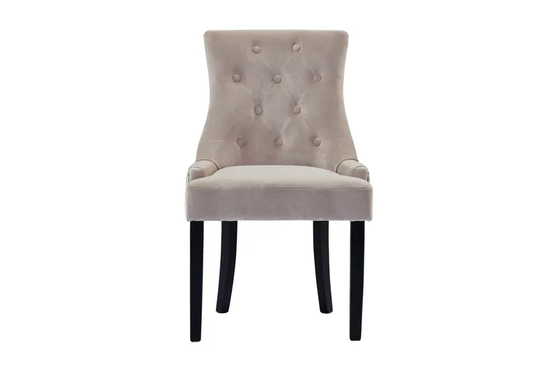 Viktoria Matstol & Köksstol i Sammet med Svarta Träben - Beige - Möbler - Matplats - Matstol & köksstol